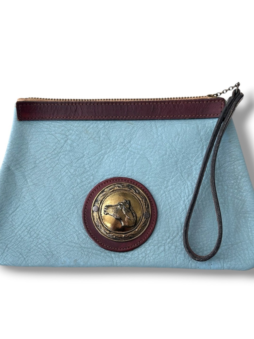VINTAGE DAVEY'S LEATHER EQUESTRIAN WRISTLET BAG EUC